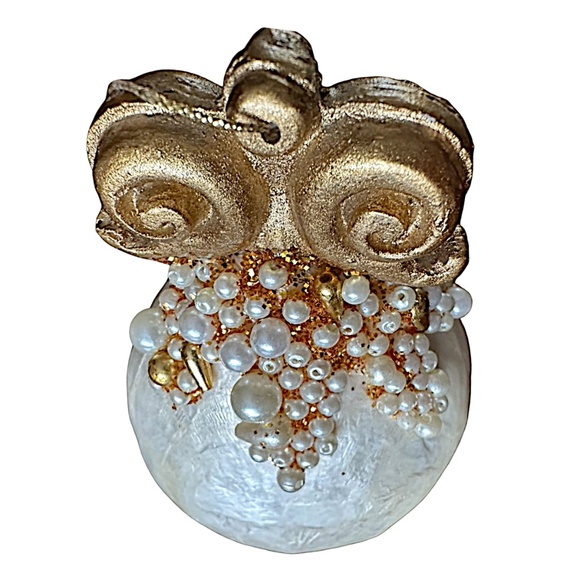 Handcrafted Hanging Drop Shaped Ornament (pair of 2) Pearl Decorated - Picture 5 of 5